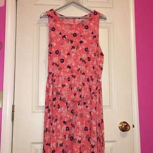Coral Colored Floral Dress with a Bow in the back